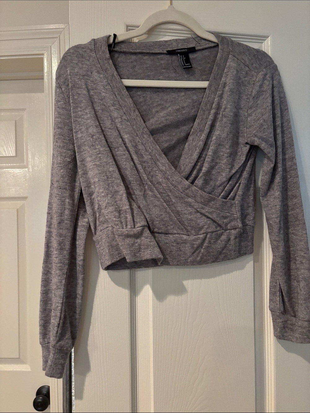 Forever 21 Light Gray Wrap Crop Top